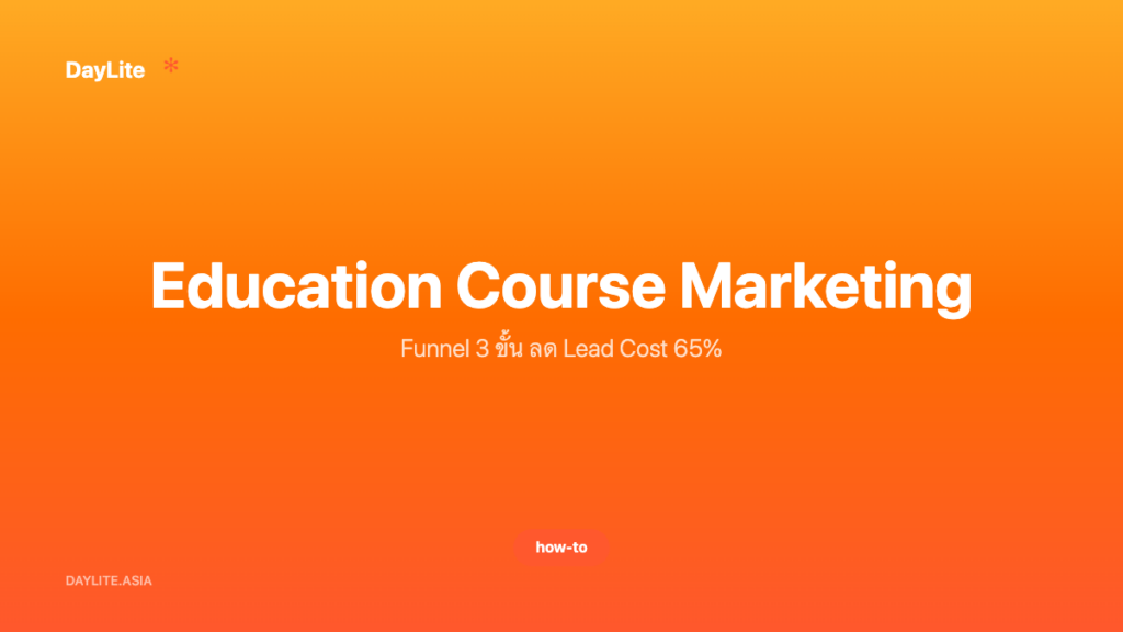 Education Course Marketing — Funnel 3 ขั้น ลด Lead Cost 65%