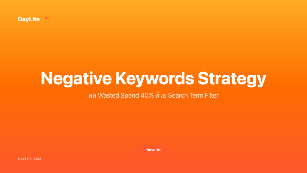 Negative Keywords Strategy — ลด Wasted Spend 40% ด้วย Search Term Filter