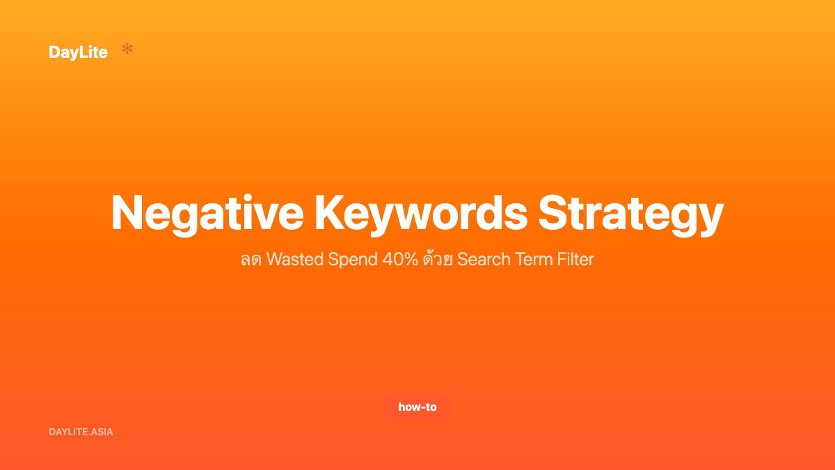 Negative Keywords Strategy — ลด Wasted Spend 40% ด้วย Search Term Filter